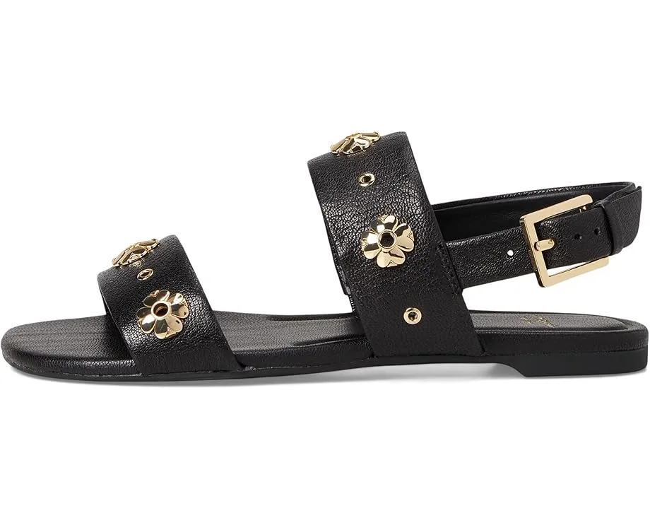 Плоские сандалии Spade Flower Stud из тисненой кожи с регулируемой задней лямкой