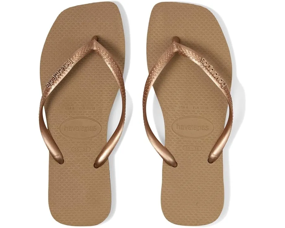 Havaianas шлепанцы Slim Square Logo Metallic с квадратным носком и тонкими бретелями
