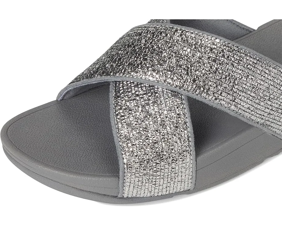 Сандалии Lulu Crinkled-shimmer Cross Slides от FitFlop с блестками
