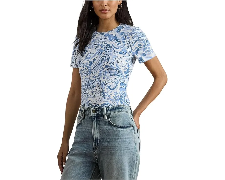 Paisley Stretch Cotton Crewneck Tee