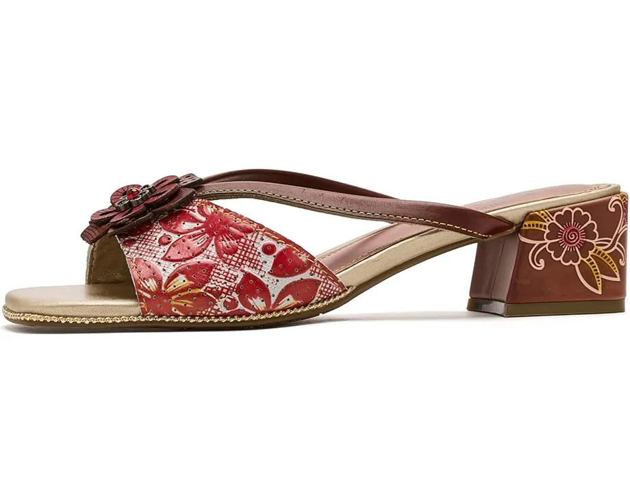 L'Artiste by Spring Step Сандалии Europa из кожи с цветочным тиснением и блочным каблуком