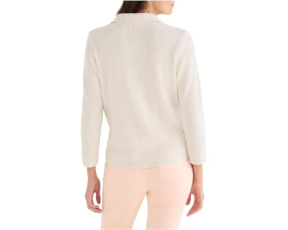 Поло NIC+ZOE Textured Tuck Stitch с V-образным вырезом и воротником