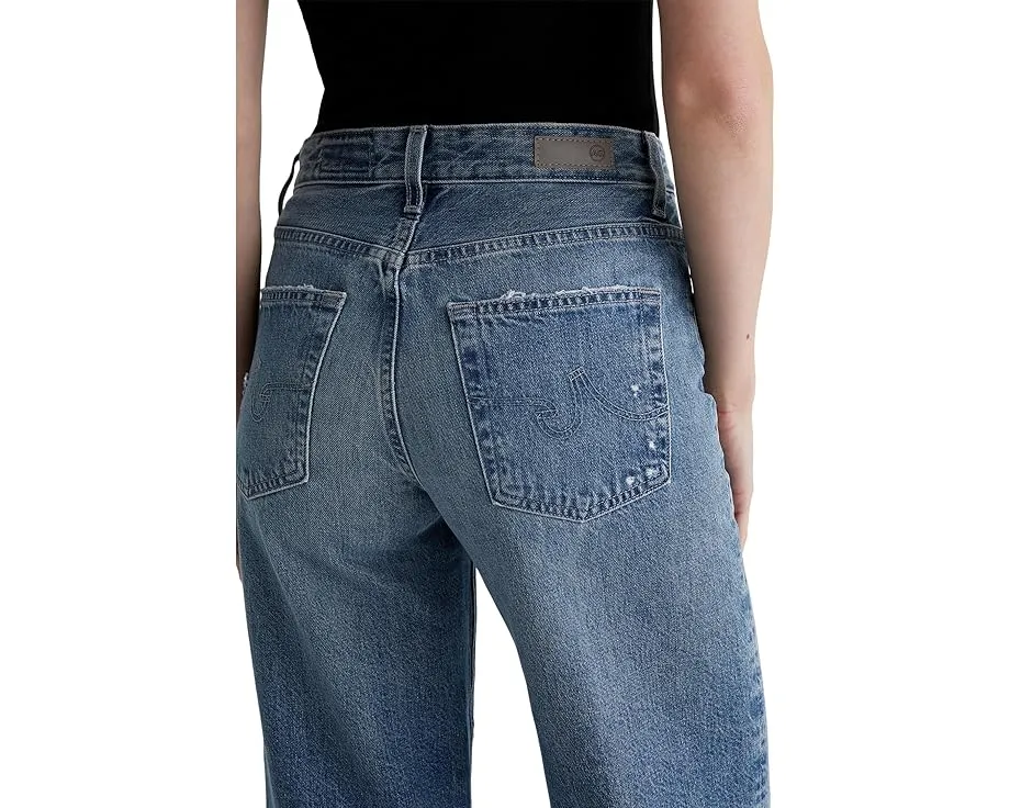 Джинсы AG Jeans Saige Mid Rise Wide Leg с широкими штанинами и укороченной длиной