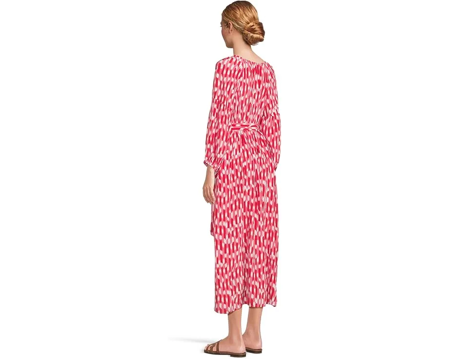 Платье миди Tommy Bahama Ikat Stripe с длинными рукавами и поясом