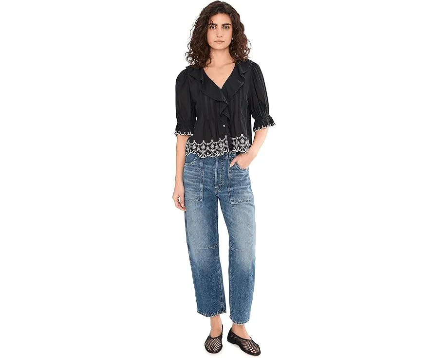 Блуза Madewell с рюшами и рукавами фонариками на пуговицах