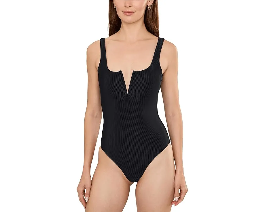 Цельнокроеный купальник Tropez с ребристой текстурой и V-образной проволокой спереди