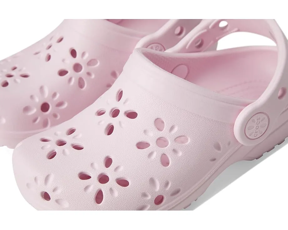 Детские кроксы Crocs Classic с цветочным ажурным дизайном для малышей