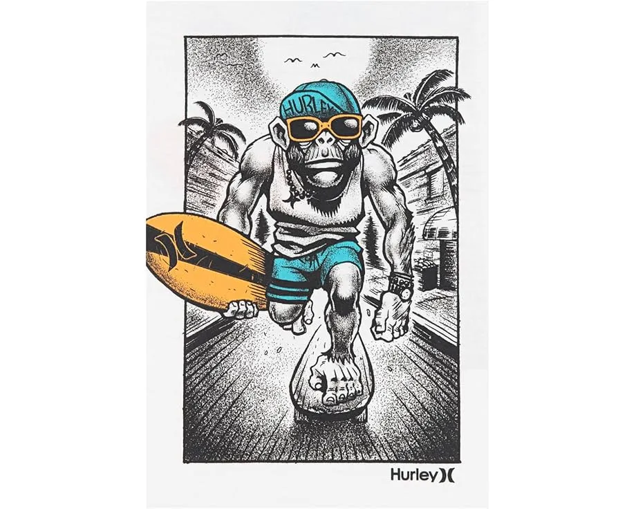 Футболка Hurley Kids Beach Monkey с коротким рукавом и пляжным принтом