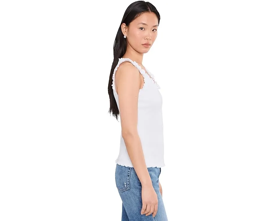 Топ с рюшами и ребристой вязкой Vince Camuto из хлопка и спандекса