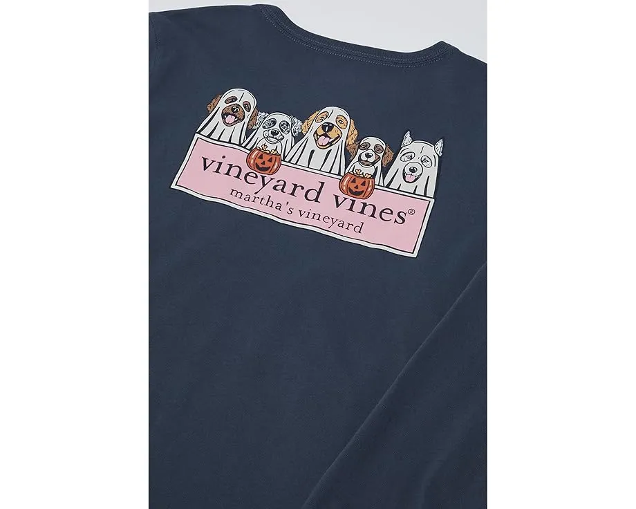 Футболка с длинным рукавом и карманом Ghost Pups Logo Box для подростков Vineyard Vines Kids