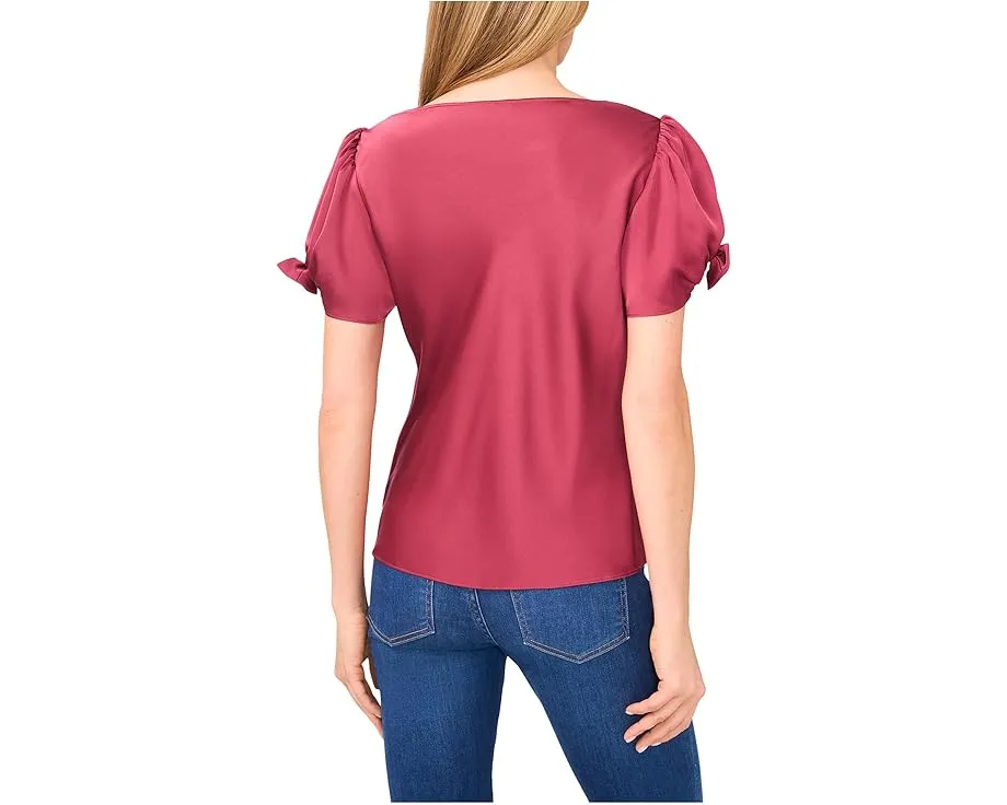 Блузка CeCe с капюшоном и короткими рукавами-пузырьками