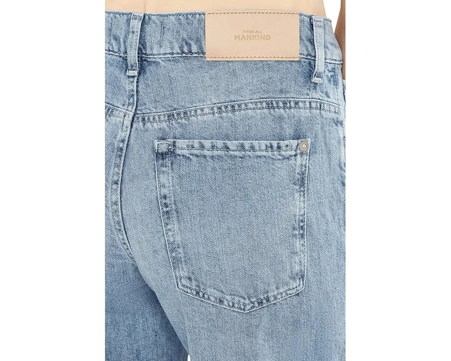 Джинсы 7 For All Mankind Stovepipe Straight с высокой посадкой из смеси хлопка и льна