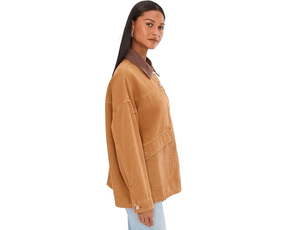 Джинсовая куртка We The Free Lemon от Free People oversize с контрастным воротником