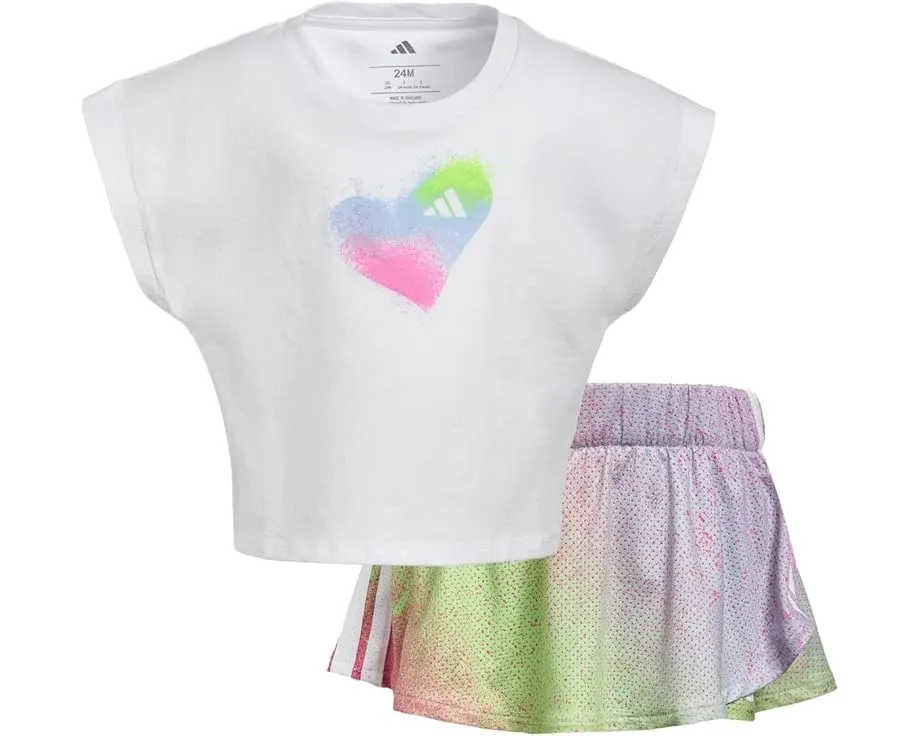 Детский комплект adidas Kids из футболки и юбки-шорт с принтом
