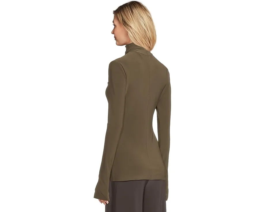 Norma Kamali Топ с длинным рукавом Slim Fit Long Sleeve Turtle Top с принтом и отверстиями для большого пальца