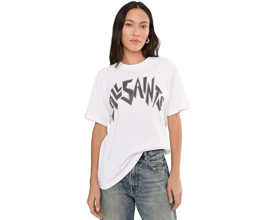 Футболка AllSaints Zinc Bf с камнями стразами и свободным кроем