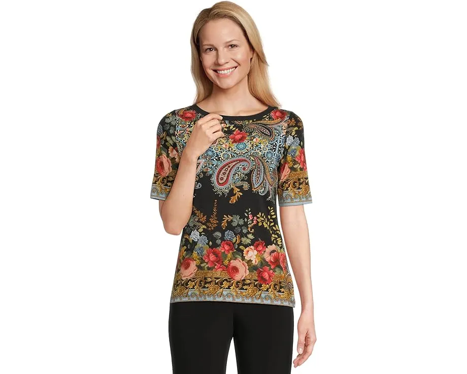 Футболка Johnny Was The Janie Favorite с лодочкой и рукавом три четверти