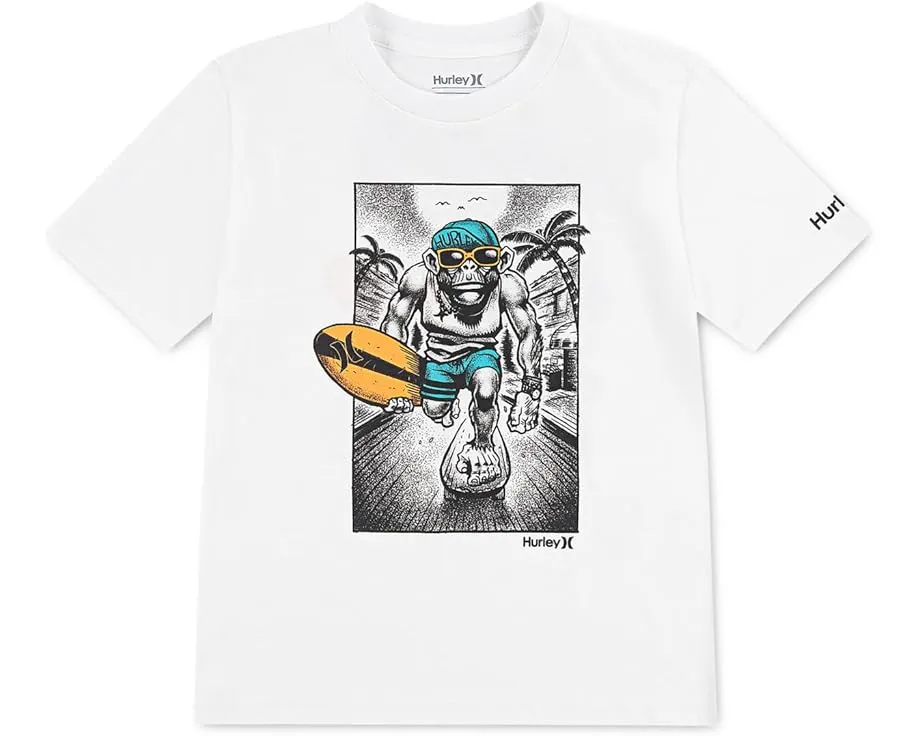 Футболка Hurley Kids Beach Monkey с коротким рукавом и пляжным принтом