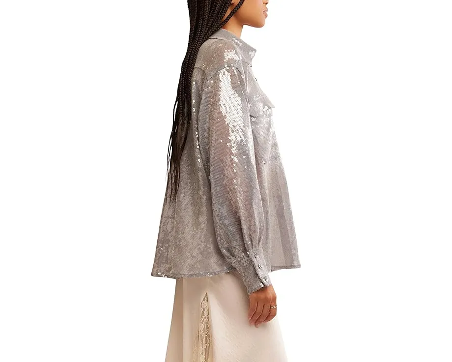 Рубашка Free People Disco Margartia с воротником и длинными рукавами