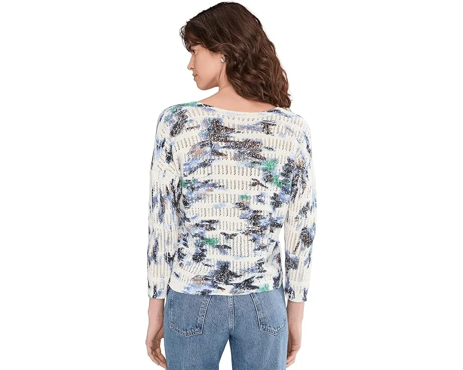 Свитер Water Lilies Pointelle с V-образным вырезом и принтом в технике пойнтель NIC+ZOE