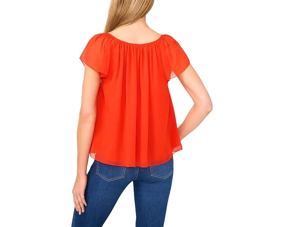 Топ с круглым вырезом и расклешенными рукавами CeCe