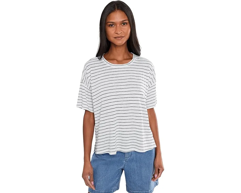 Organic Linen Jersey Stripe Crew Neck Short Sleeve Box Top