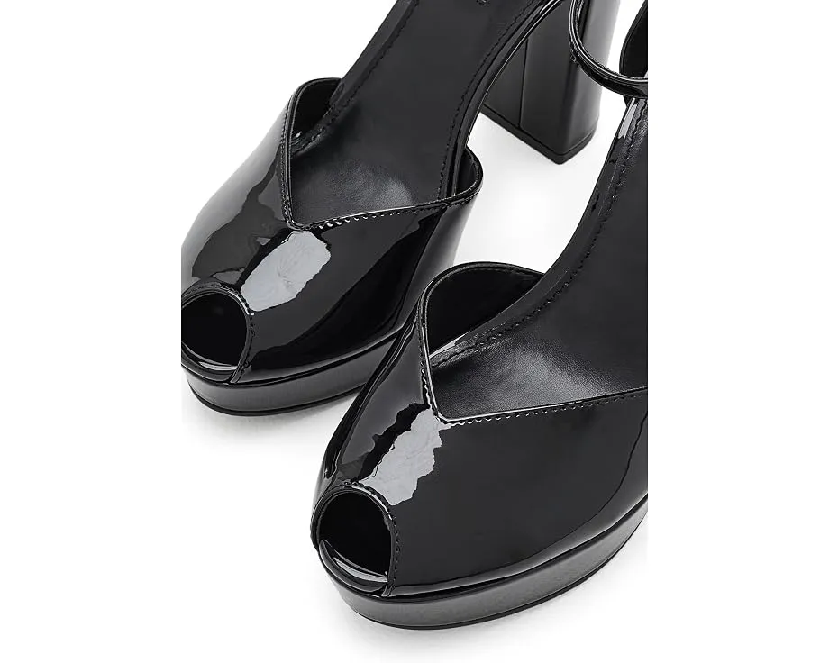 Лодочки Nine West Keela с блочным каблуком глянцевые лакированные черные