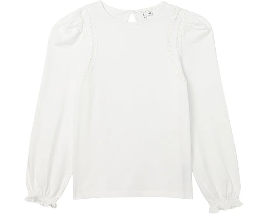 Детский трикотажный топ Janie and Jack с кружевной отделкой и длинными рукавами