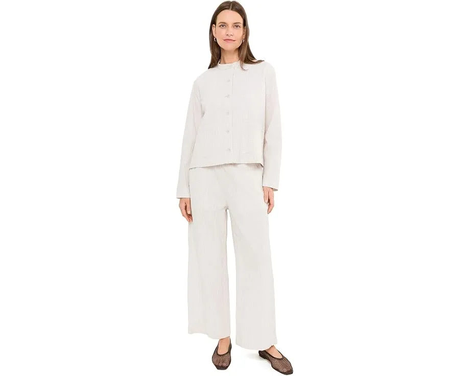 Куртка Organic Cotton Pucker Check с мандариновым воротником EILEEN FISHER