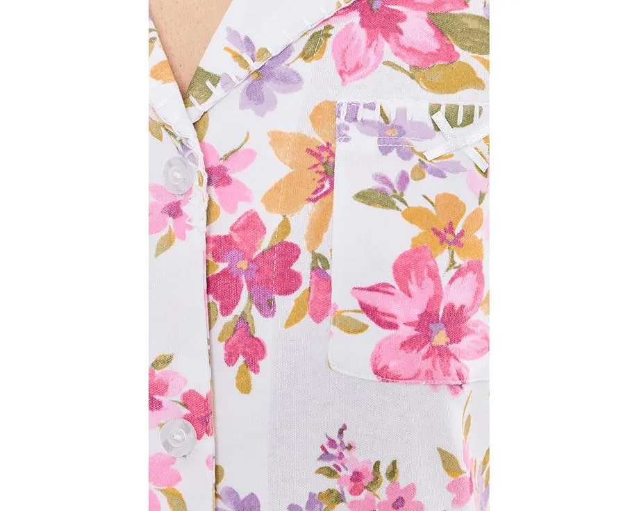 Short Sleeve Notch Top & Capri Pajama Set