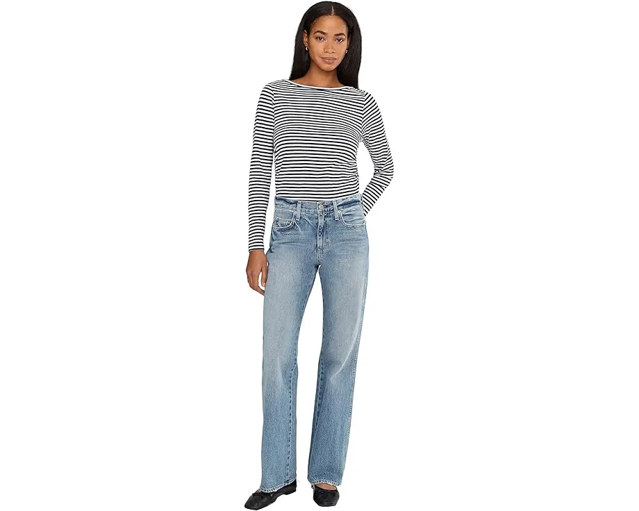 Madewell Длинная блуза с боковыми сборками и полосками из хлопка