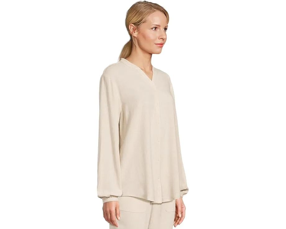 Блуза Barefoot Dreams из льняной смеси с длинными рукавами