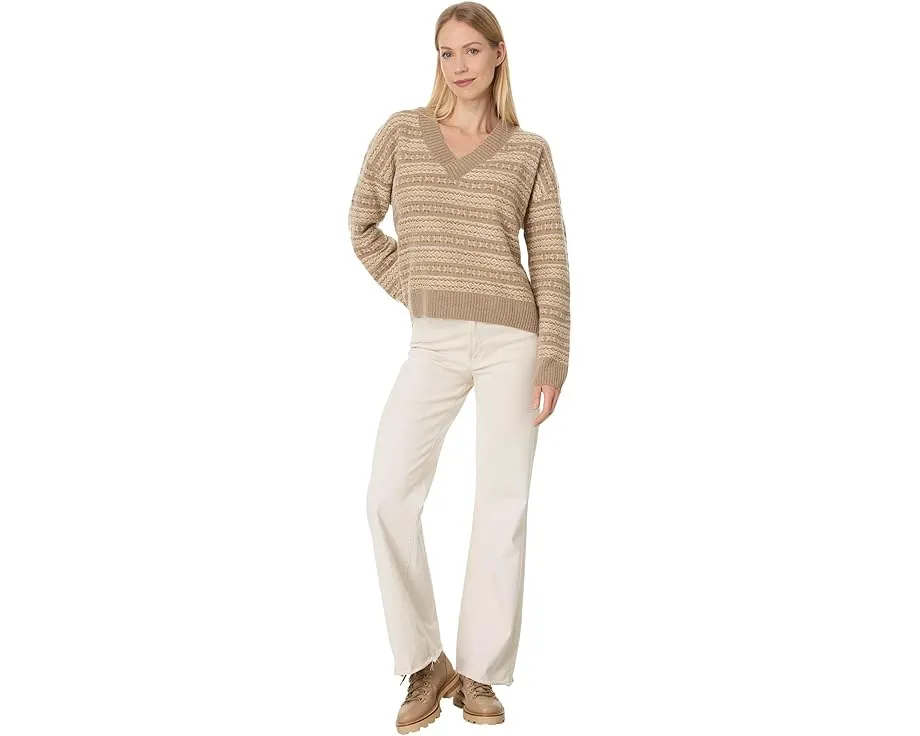 Faherty Highland Fairisle Vneck Sweater из мериносовой шерсти и органического хлопка