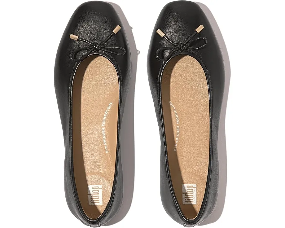 Балетки FitFlop Delicato Bow из мягкой кожи с квадратным носком