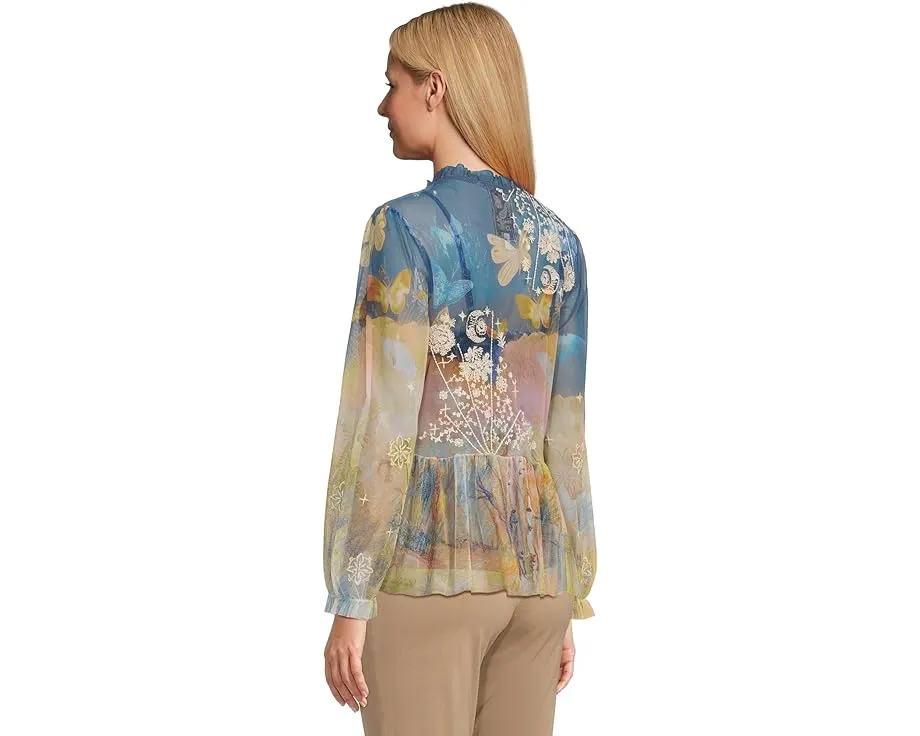 Блуза Johnny Was Charlot Mesh с подкладом и романтичным рюшами