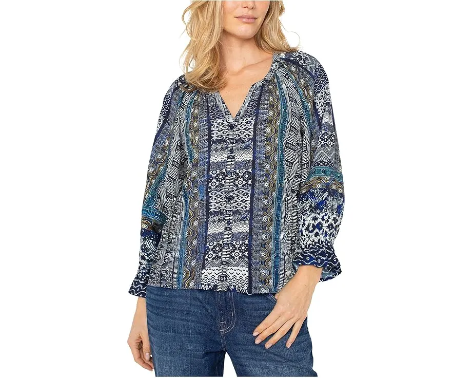 Блуза Liverpool Los Angeles с рукавом 3/4 и застежкой на пуговицы