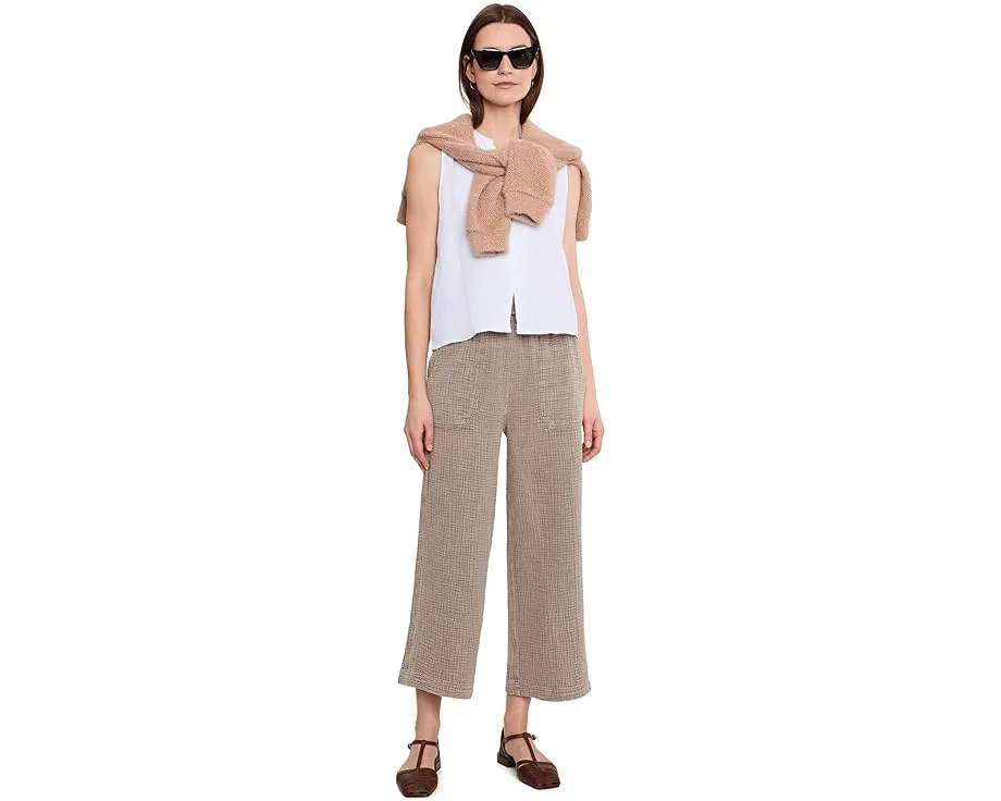 Широкие брюки Splendid Ava из хлопкового газа с эластичным поясом на шнурке