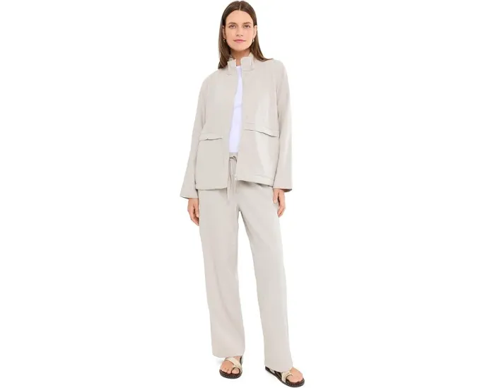 Белые удлиненные прямые брюки Eileen Fisher из льна и органического хлопка