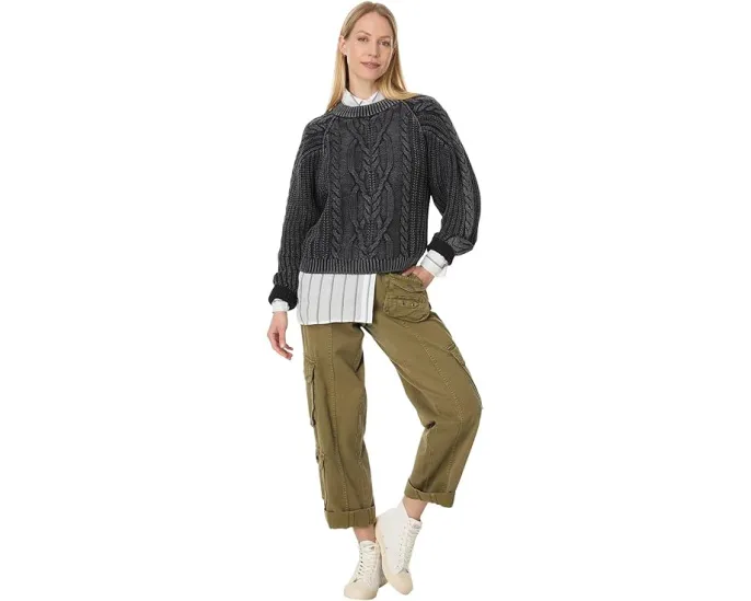 Свитер Free People Frankie Cable с рельефным узором и округлым вырезом