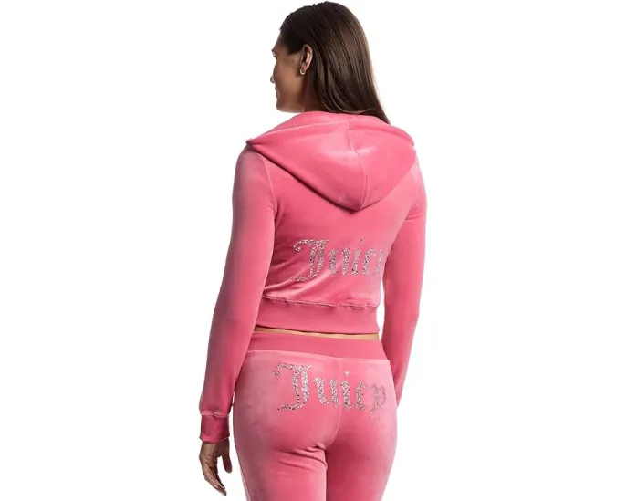 Толстовка Juicy Couture Solid Classic с капюшоном и стразовым логотипом