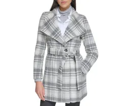 Шерстяное пальто Calvin Klein с поясом и воротником шалью