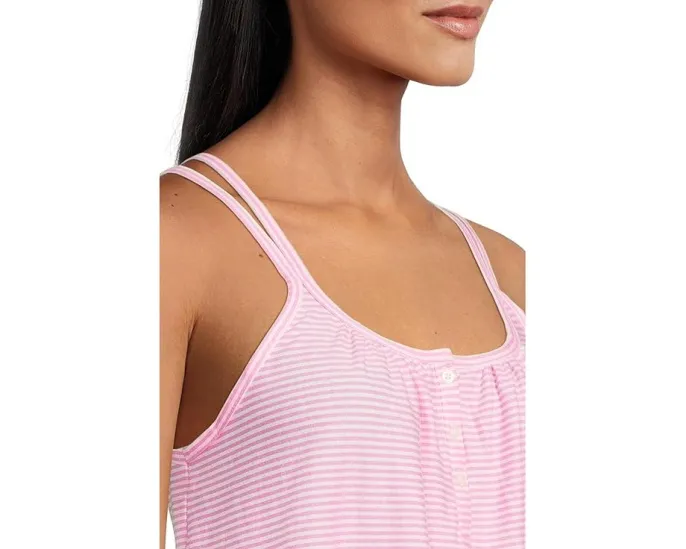 Ночная сорочка Lauren Ralph Lauren Knit Double Strap Button Neck Gown из хлопка