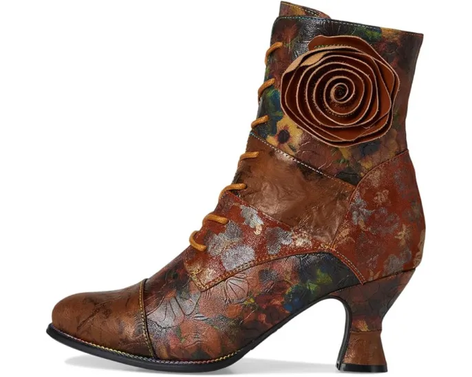 Ботильоны L'Artiste by Spring Step Roselia-flow с бархатным цветком и шнуровкой