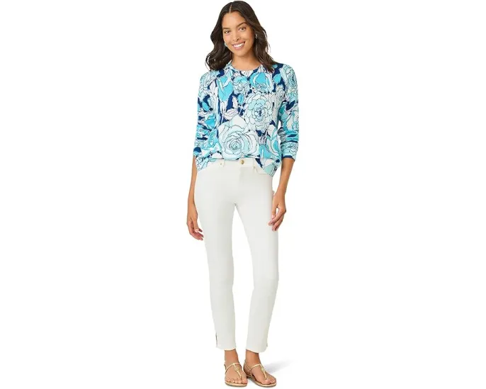 Свитер Lilly Pulitzer Tensley с цветочной вышивкой и V-образным вырезом