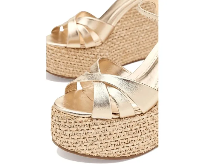 Босоножки-клинья Schutz Keefa Metallic с текстурированной рафией