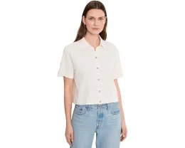 Футболка Lilla P Elbow Sleeve Button Down с воротником и застежкой на пуговицы