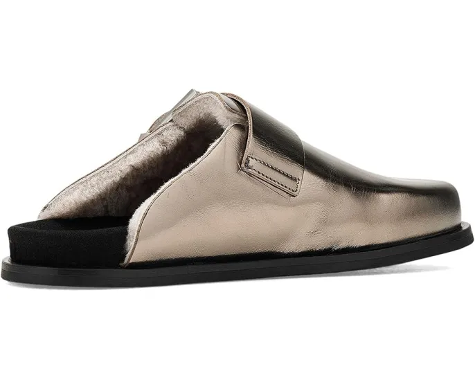 Мюли AllSaints Eris с пряжкой на металлизированном замшевом верхе и овчиной