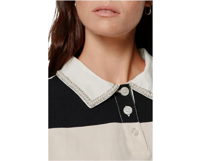 Полированная поло Embellished с декоративной отделкой и укороченным кроем Sanctuary