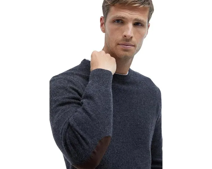 Свитер Barbour Essential Patch из чистой шерсти мериноса с кожаными заплатками
