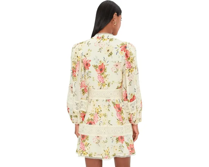 Мини-платье Avec Les Filles с длинным рукавом и вставками из кружева